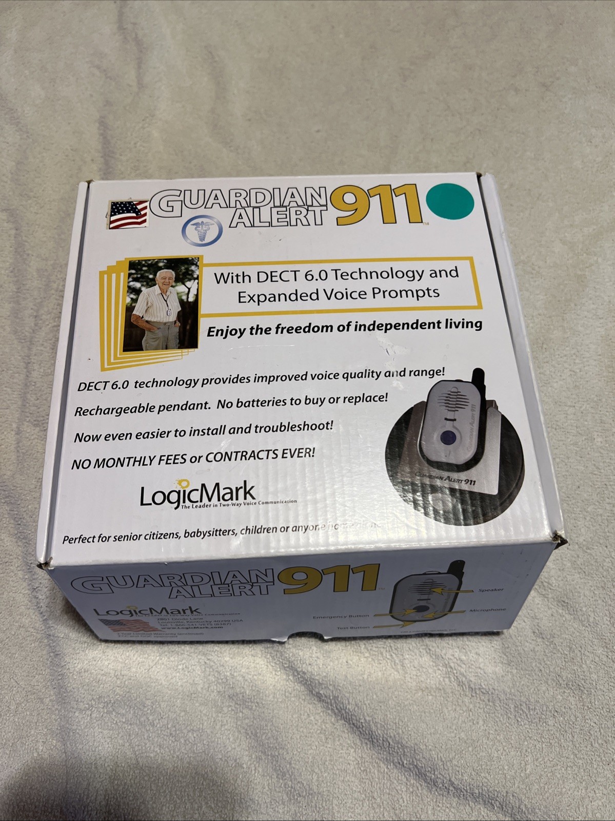 LogicMark Guardian Alert 911 DECT 6.0 Senior Medical Alert No Fees VOIP Landline
