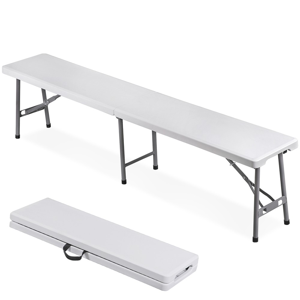2X 6FT Plastic Foldtable Bench w/ Handles Outdoor Portable Stackable Bench Party