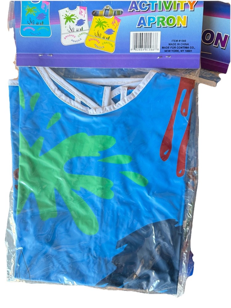 Kids Activity Apron Pencils Crayons Brushes Blue Multi School Project DIY Bundle