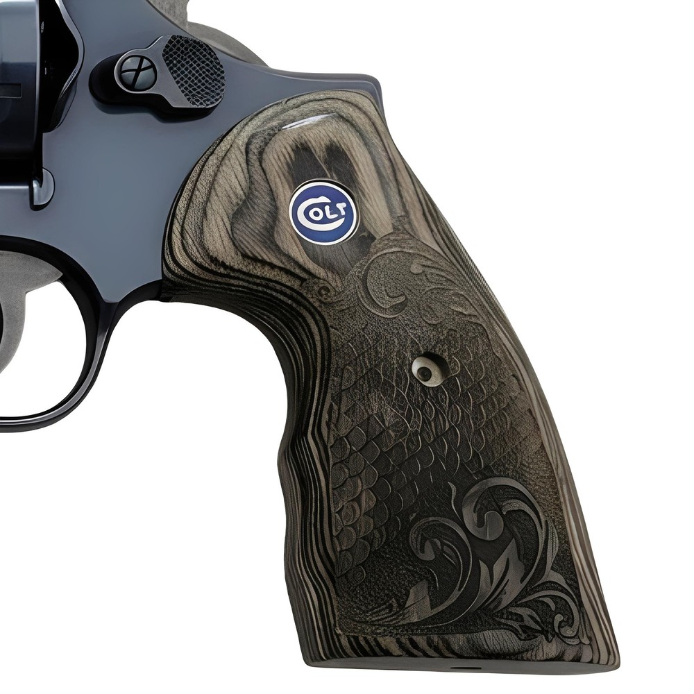 Colt Python Grips Black Rosewood Scroll & Scales Blue Colt Medallion