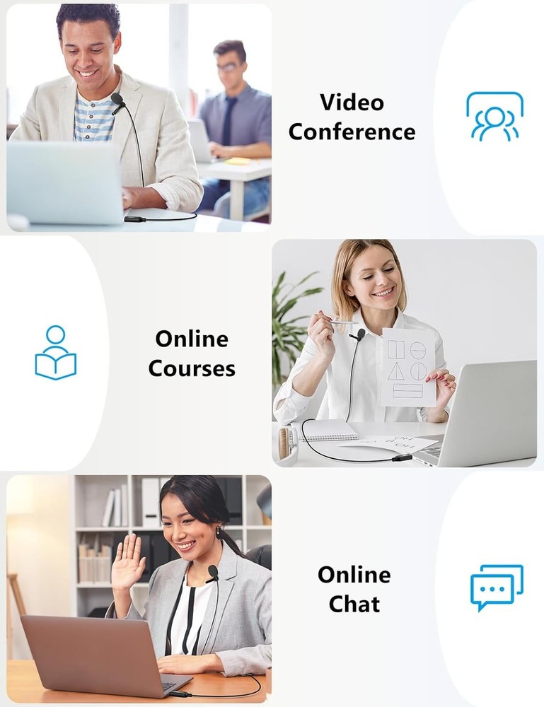 USB Omnidirectional Lavalier Microphone 2M Plug & Play for PC/Mac US