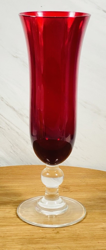 Vintage Ruby Glass Bud Vase 8”tall