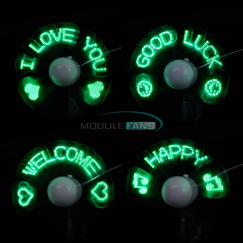 Flexional Mini USB Programmable Flashing LED Light DIY Messages Cooling Fan