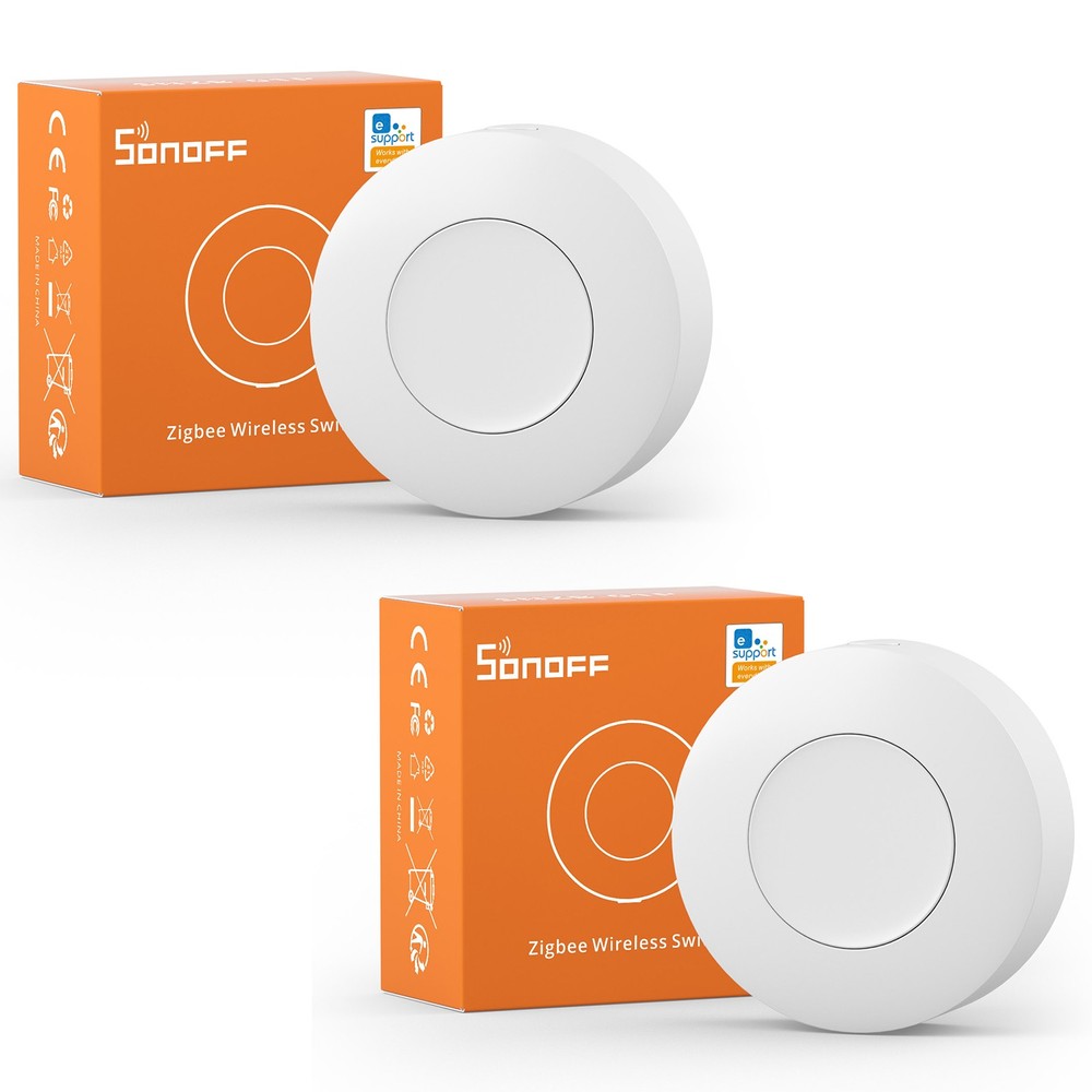 2PCS SONOFF Zigbee Wireless Switch Button SNZB-01P Smart Home Automation Control