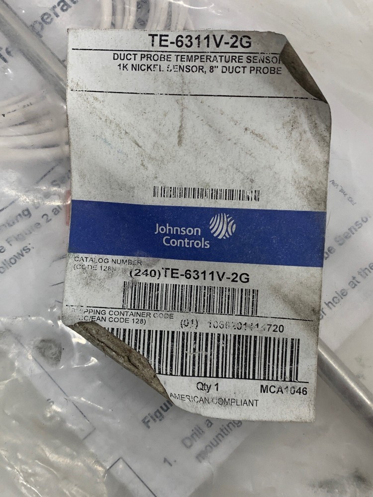 Johnson Controls TE-6311V-2G Duct Probe Temperature Sensor 8"