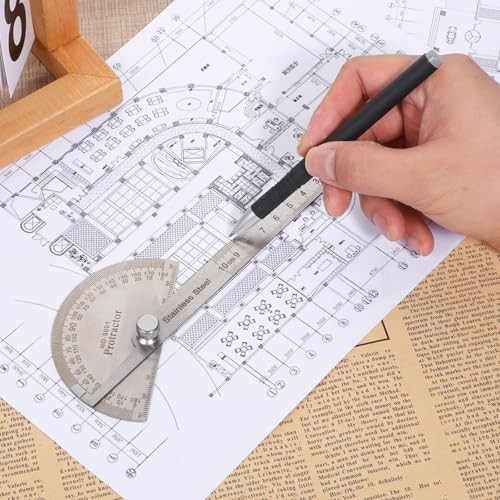 Stainless Steel Angle Protractor, 0-180 Degrees, Adjustable Woodworking Ruler