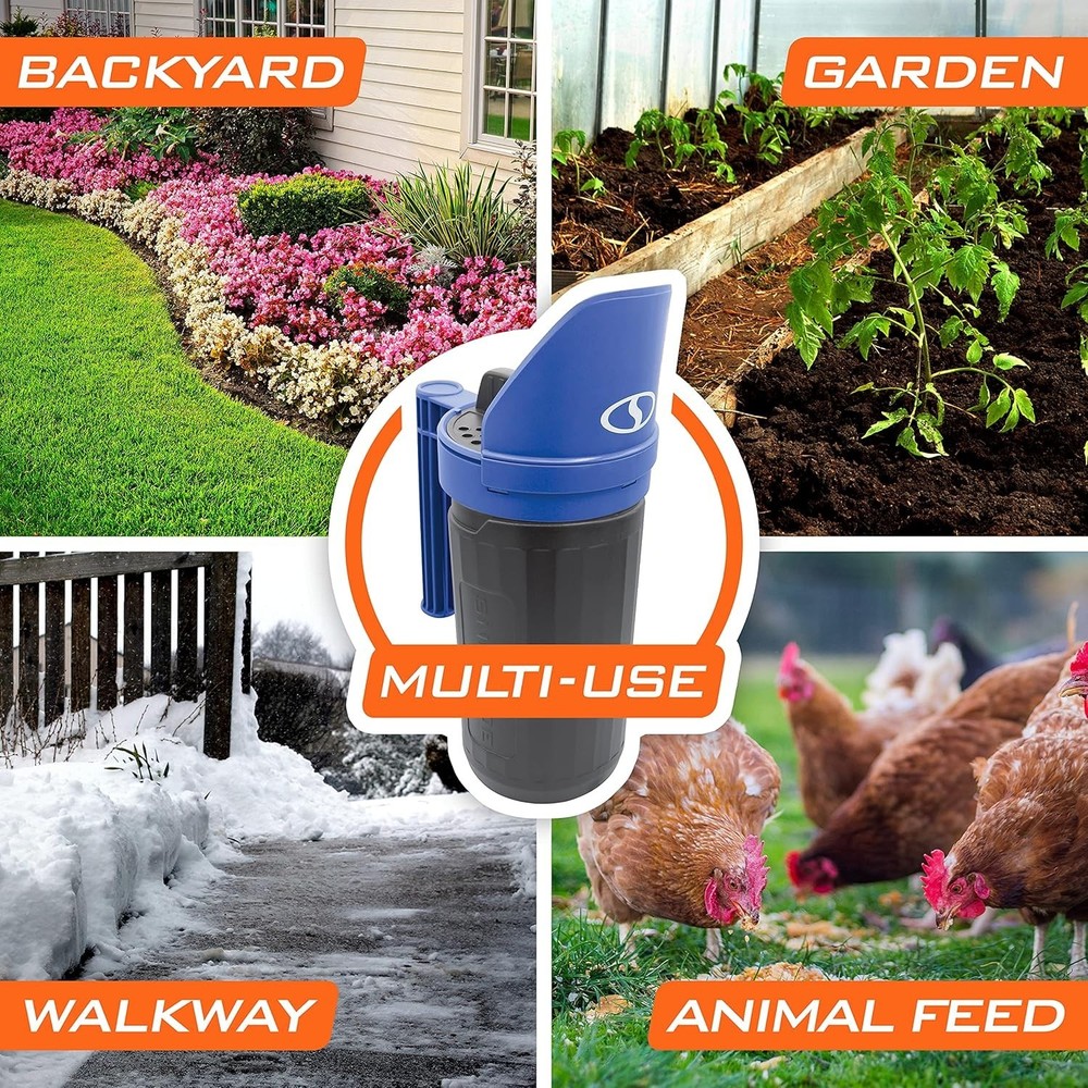 SJSPD1 Handheld Multi-Purpose Spreader - Adjustable for Ice Melt & Grass Seed