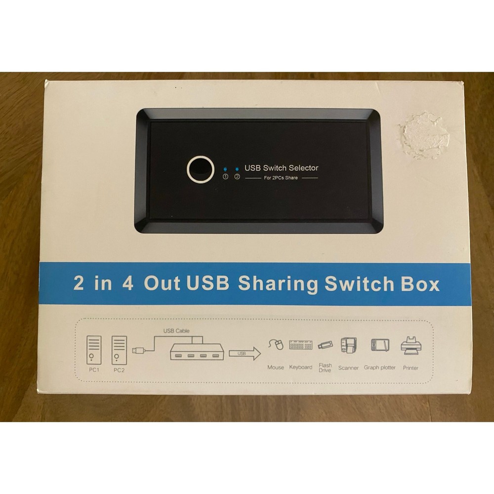 New! USB Selector Hub Port Bi-Directional Printer Sharer Box