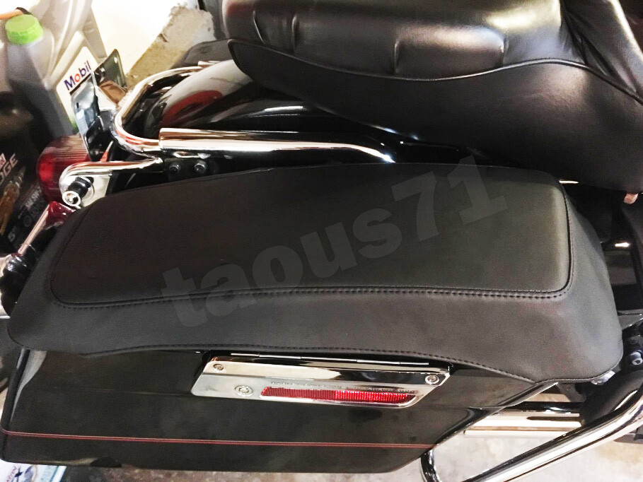 Pair Leather Hard Saddlebag Lid Covers Shield Fit 97-13 Harley FLT FLH Touring