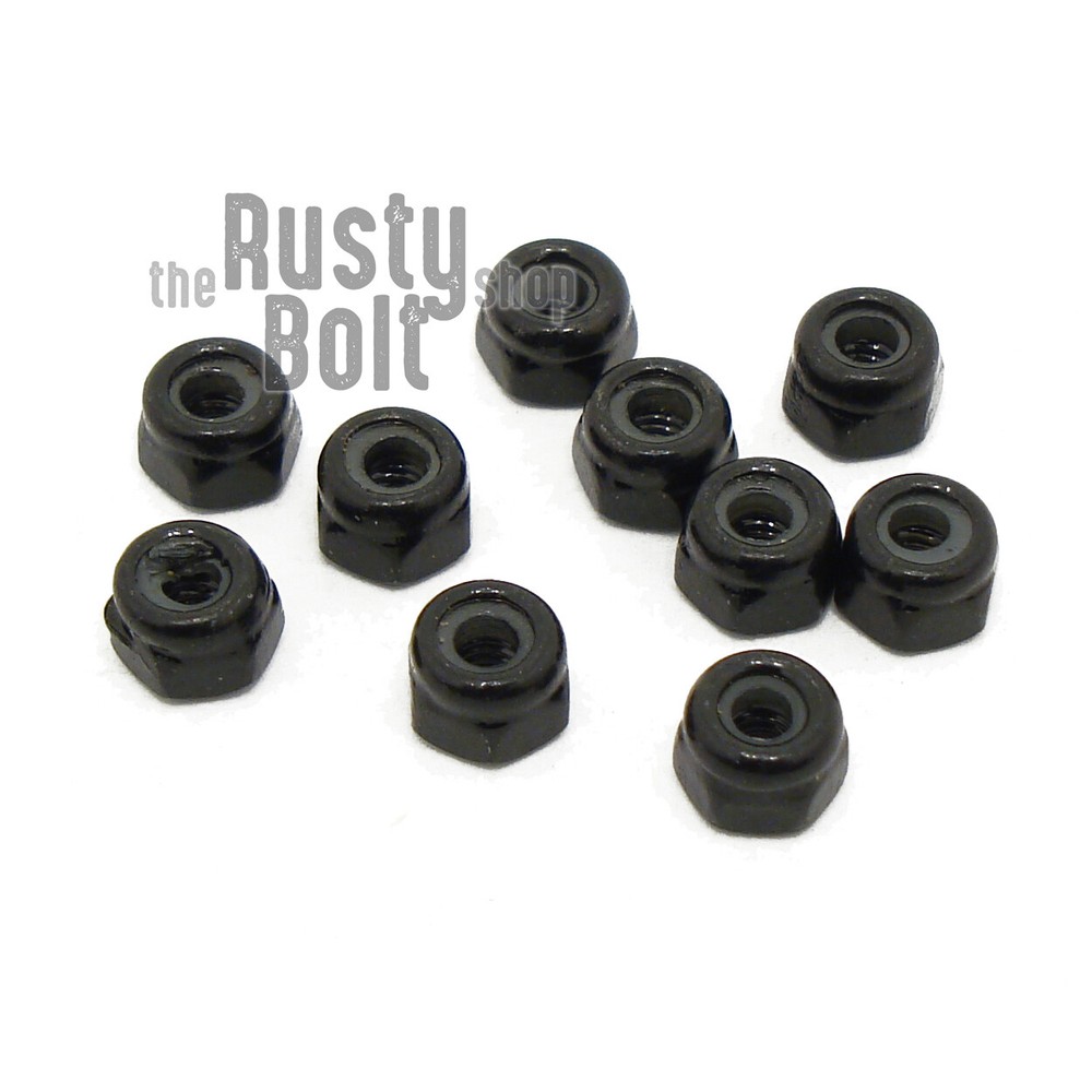 M2 Nylon Inserted Lock Nut, Steel, Black Zinc