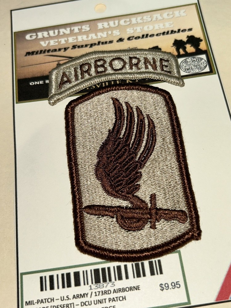 U.S. ARMY / 173RD AIRBORNE BRIGADE (DCU) DESERT - MERROWED EDGE UNIT PATCH