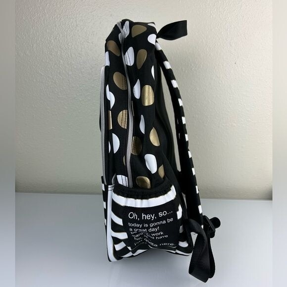 Justice Striped Polka Dot Personalized C Backpack Black Gold Metallic School