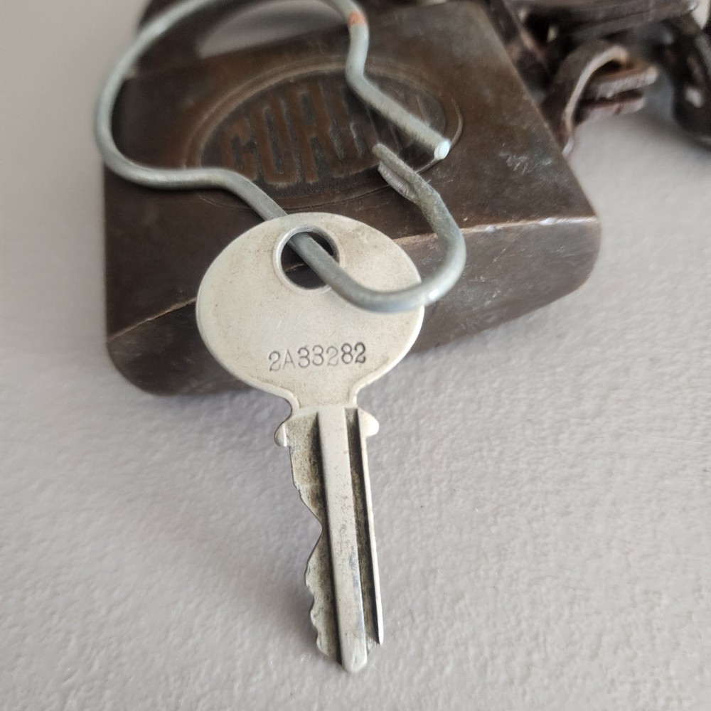 Vintage Corbin Cabinet Lock Padlock with Key and Chain – Solid Brass/Bronze