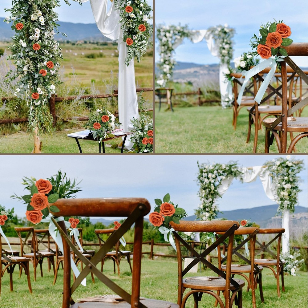 100PCS Burnt Orange Artificial Flowers Real Looking Foam 100,