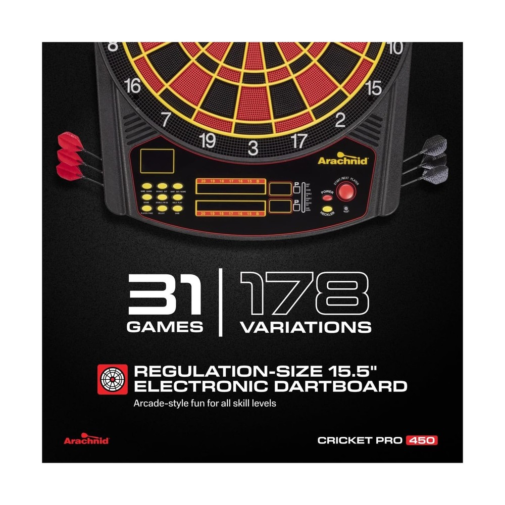 Arachnid Cricket Pro 450 Electronic Dartboard Black/red