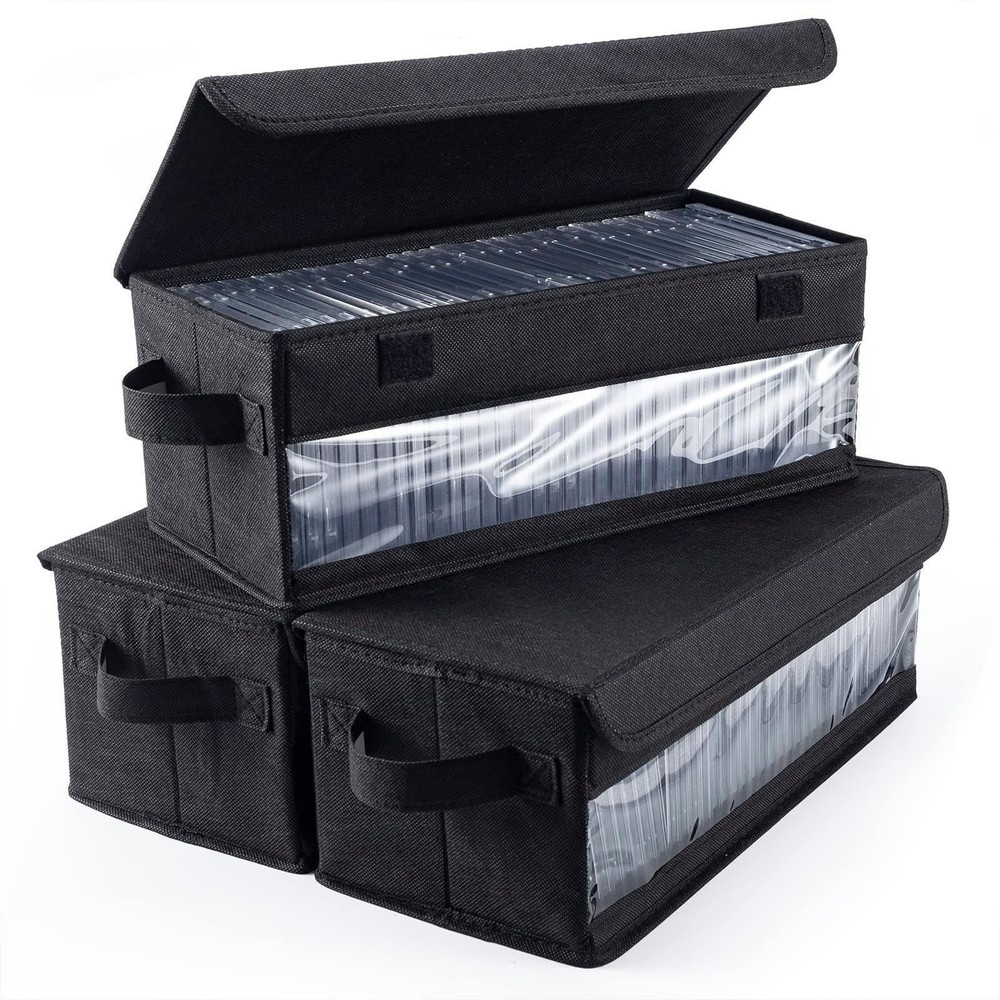 CD Storage Boxes - Pack of 3 CD Case Storage with Visible Window, Foldable 3 ...