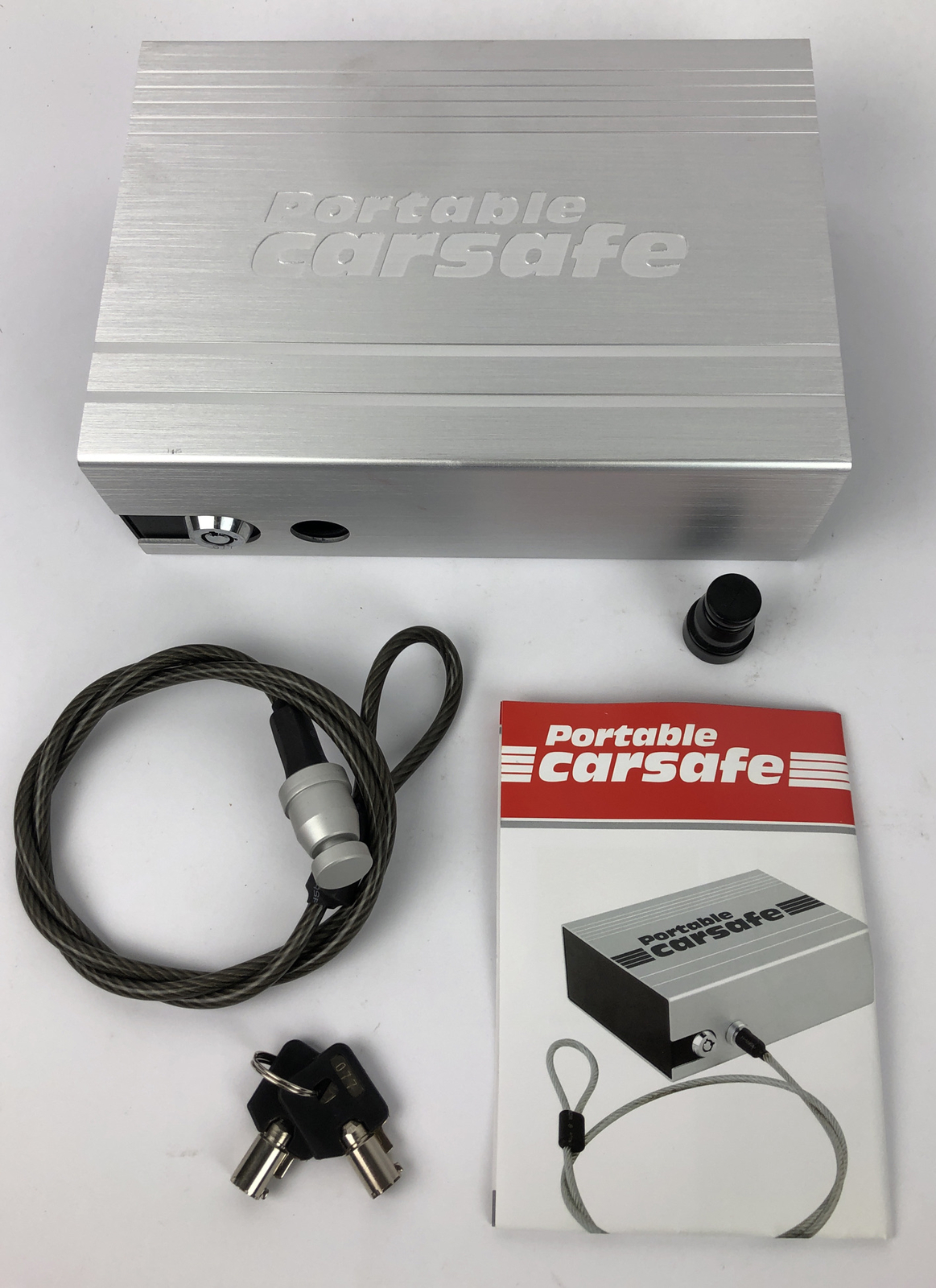 CAR SAFE Portable Small Car Gun Safe for Pistols Handgun Valuables Key Lock LOOK