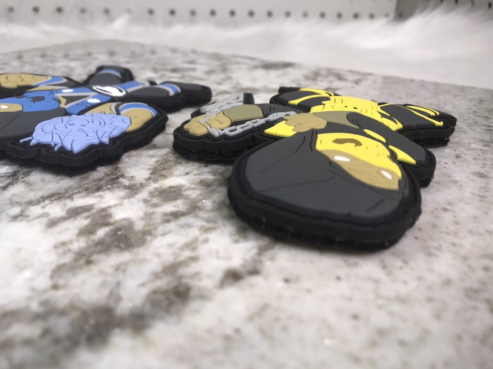 Scorpion & Sub-Zero Mortal Kombat PVC Morale Patch Hook N Loop Tactical Set New