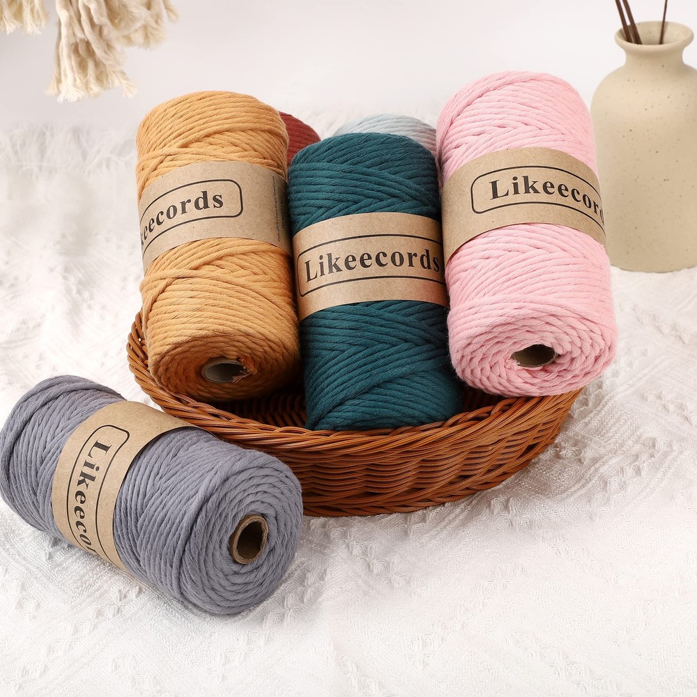 4mm Single Strand Macrame Cord 80m Colored Macrame Rope Cotton Rope Macrame Y...