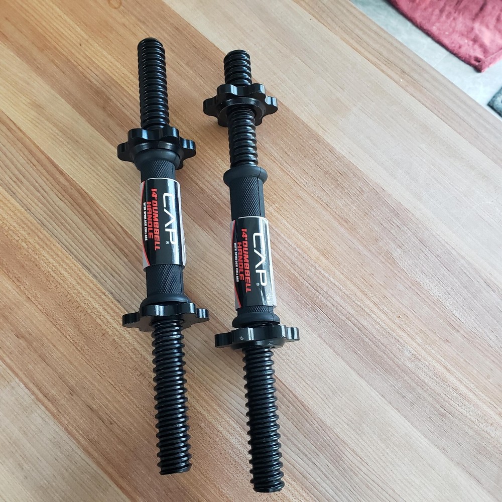 Barbell 14" Regular Dumbbell Handles Multiple Options Threaded W/ Collars Black