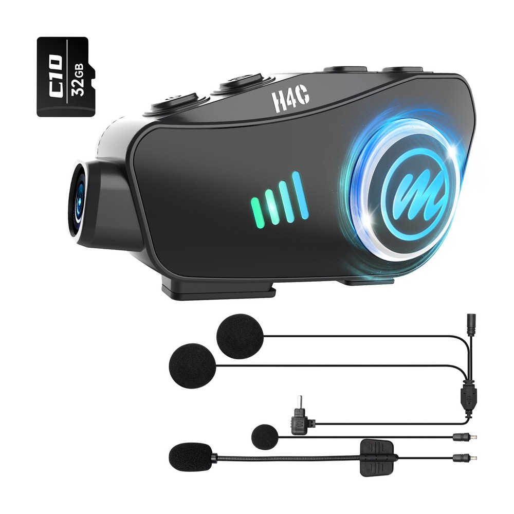 Moman H4C Wireless Motorcycle Helmet Headset with 1080P Camera Single Use