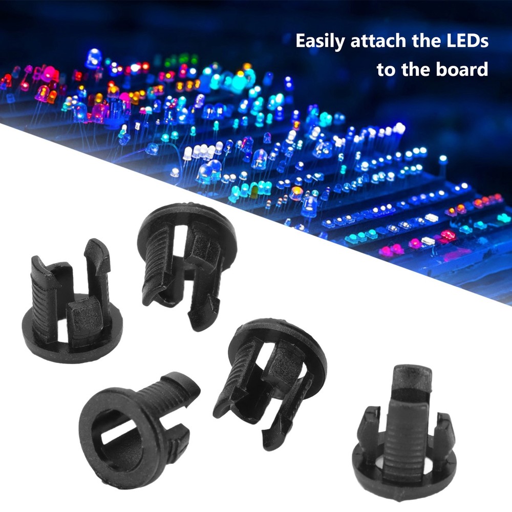 ♡ 5mm Black 200Pcs Plastic LED Holder Light Mounting Holders Bulb Diode Base