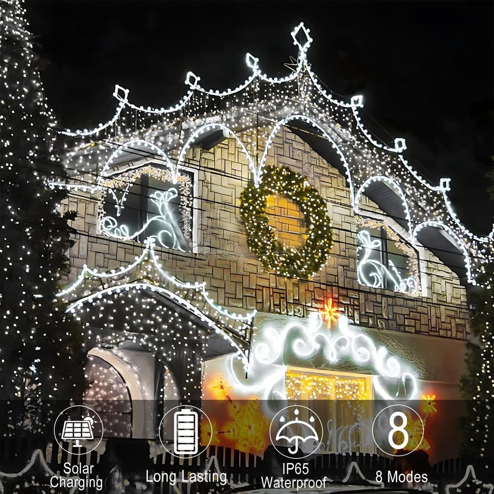 Solar Rope Lights 33FT 100LED Outdoor Solar String Lights IP65 Waterproof