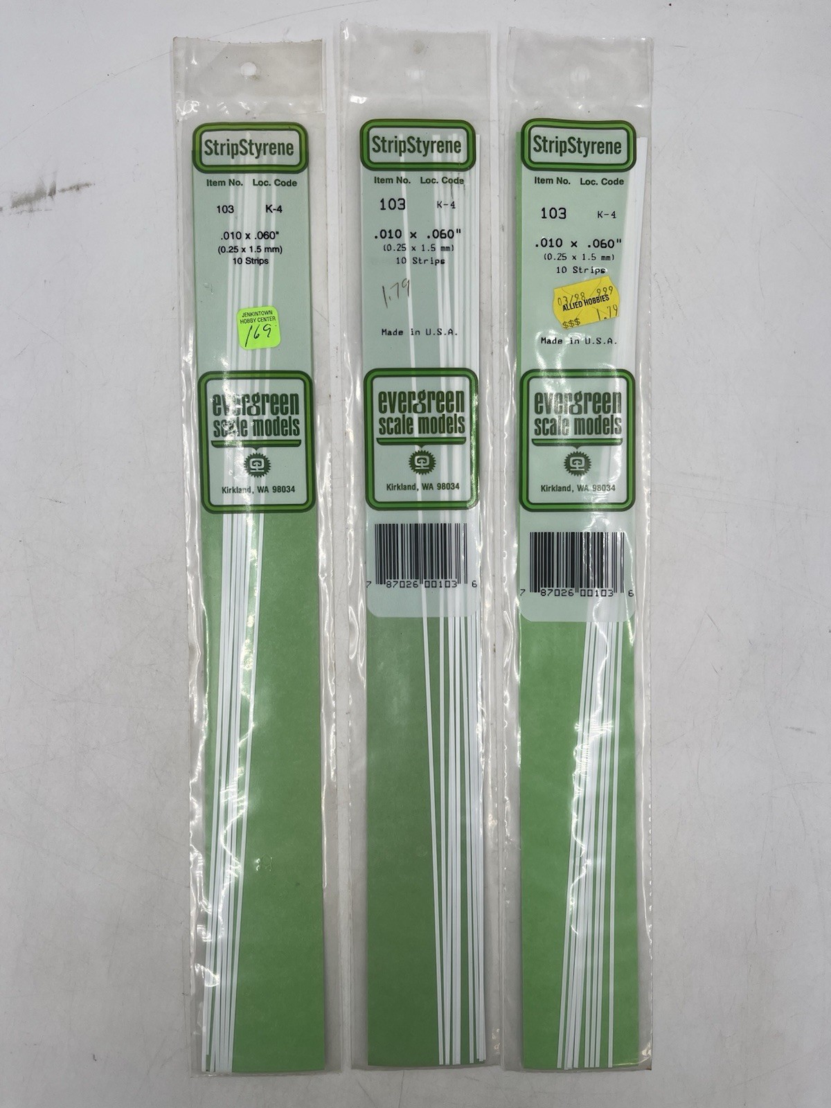 Ho Scale Strip Styrene Evergreen Scale Models 100, 102, 8110 & More Large Lot