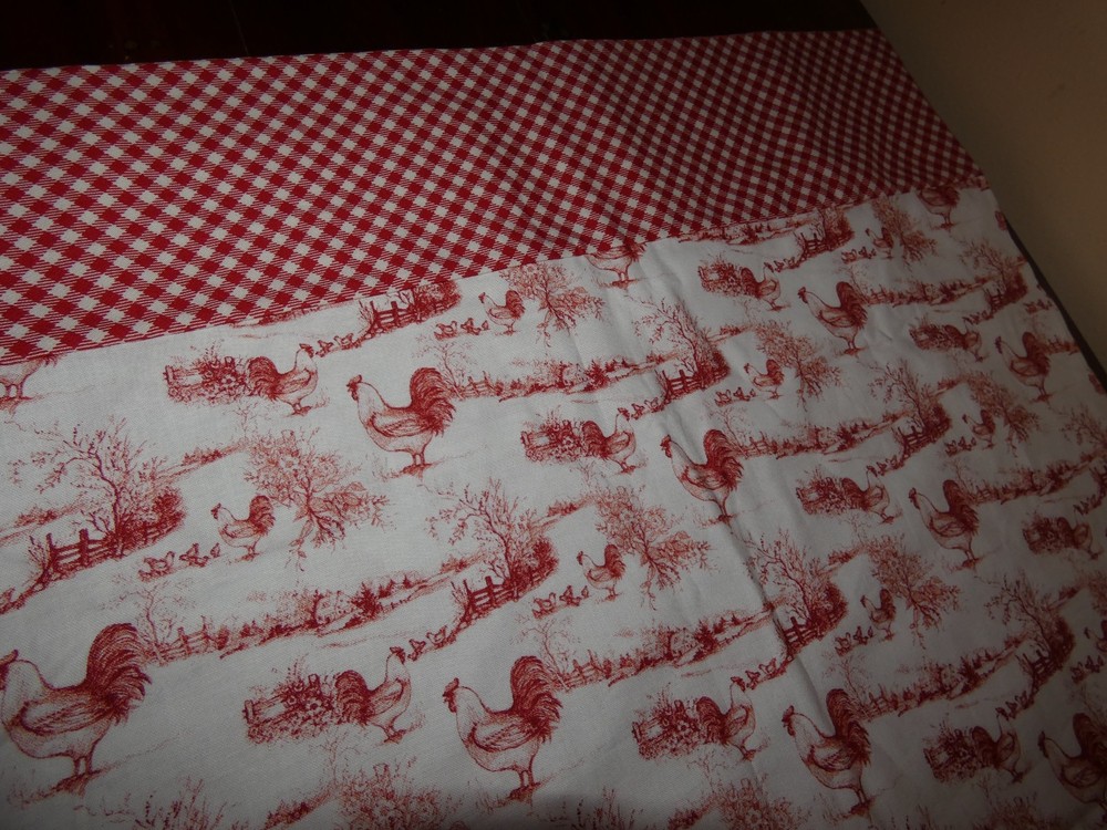 Handmade Pillowcase Roosters Red & White