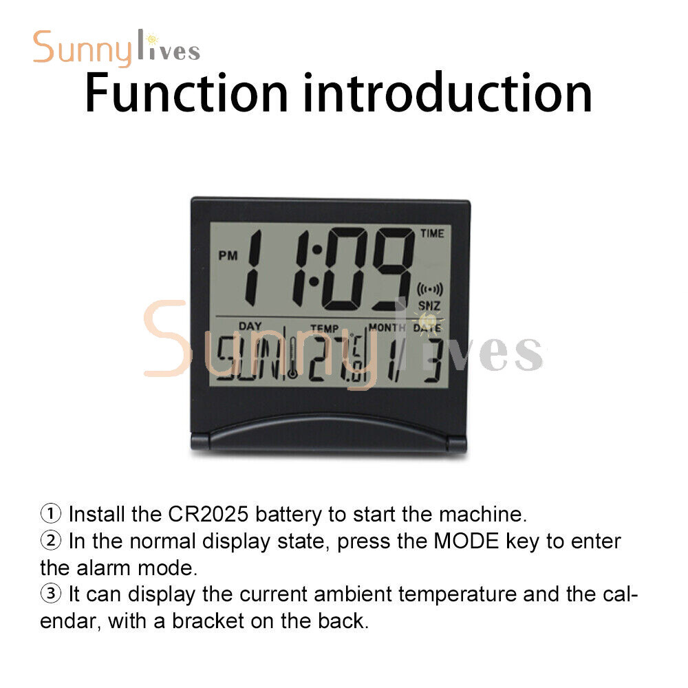 Digital Deck Clock Foldable Calendar Temperature Timer Alarm Clock LCD Display