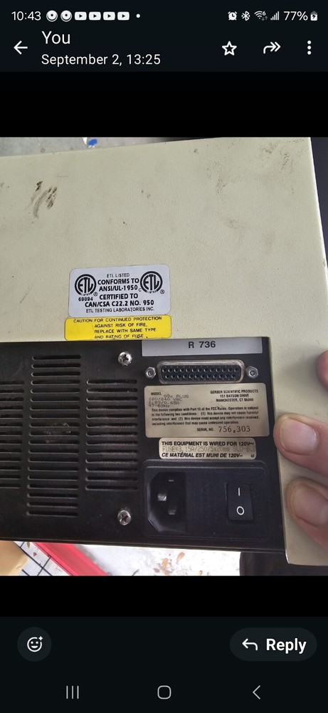 Gerber edge foil printer AS IS