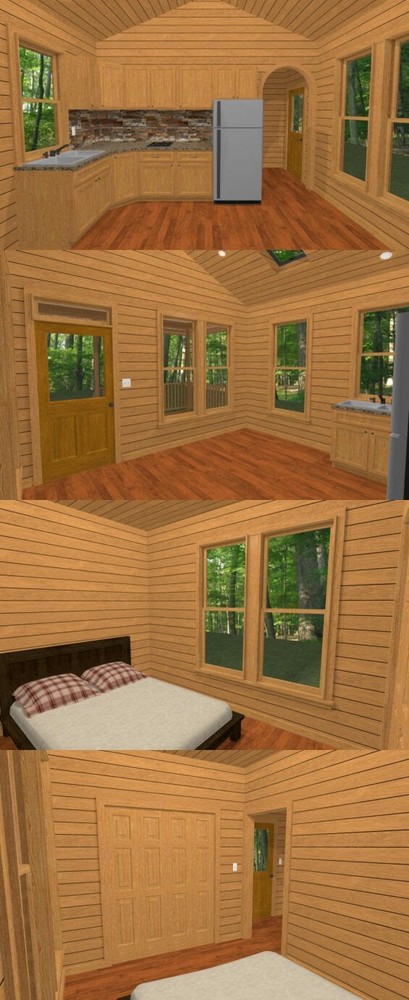 14x28 Tiny House -- 391 sq ft -- PDF FloorPlan -- Model 3B