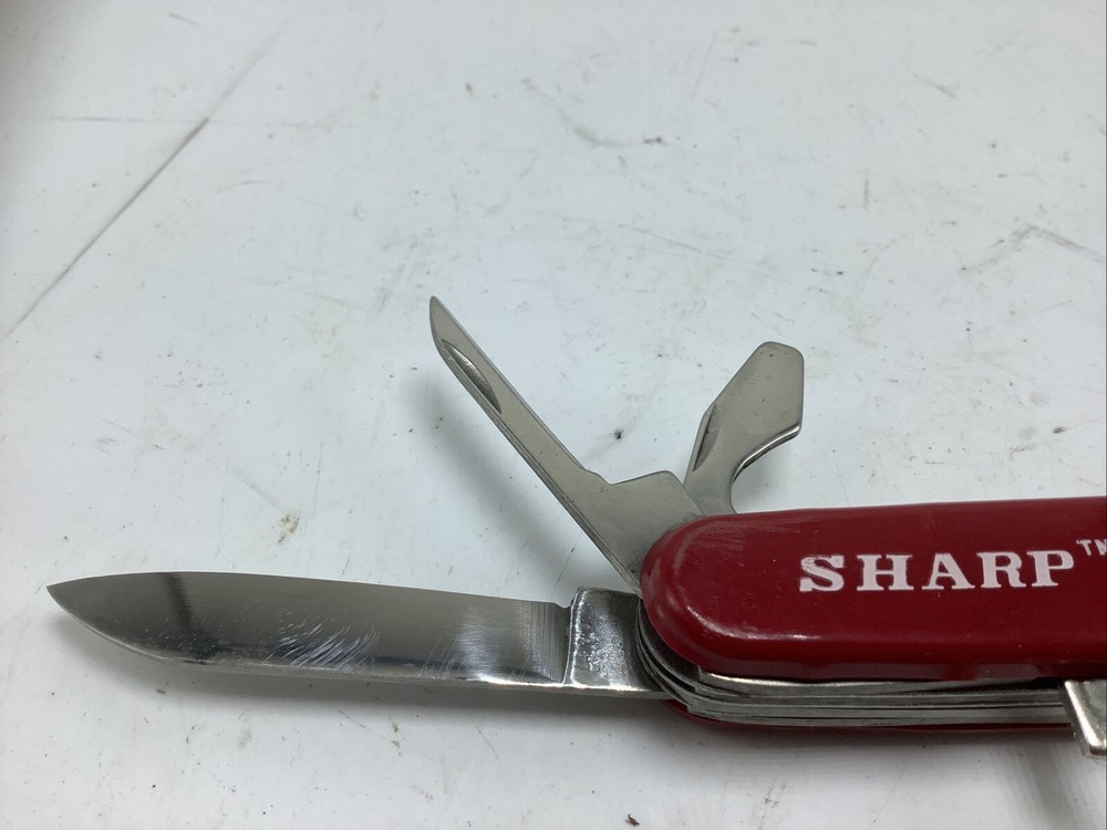 Vintage Sharp 8-Piece Advertising Folding Pocket Knife Multi-Tool