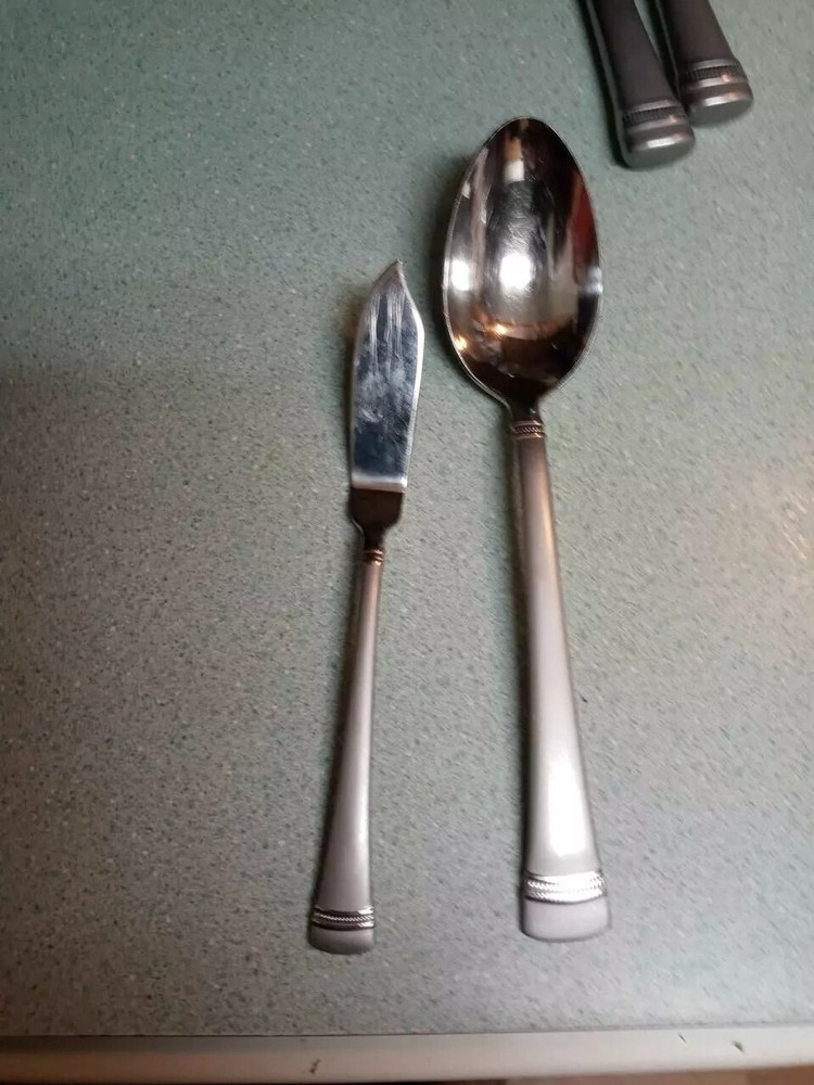 Reed & Barton Coventry Matte Serving Spoon & Butter Knife HTF