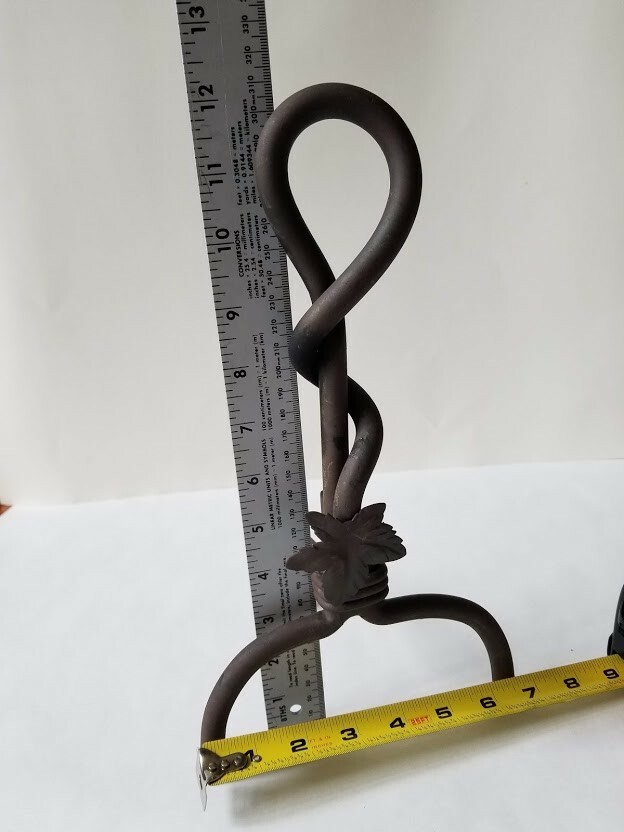 Vintage Maple Rust Leaf Fireplace Hearth Andirons