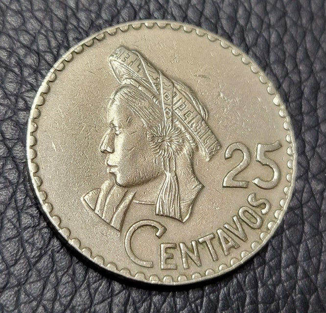 1969 Guatemala 25 Centavos Coin