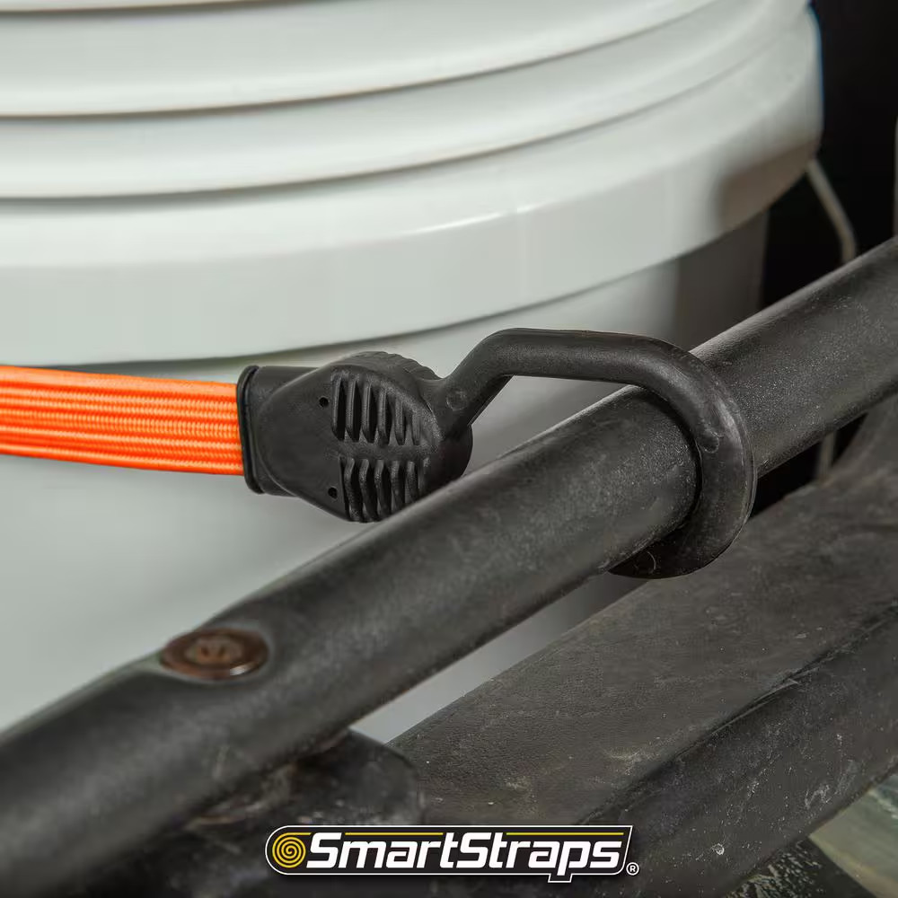 36 In. Orange Flat Strap Bungee Cord with Hooks - 2 Pack