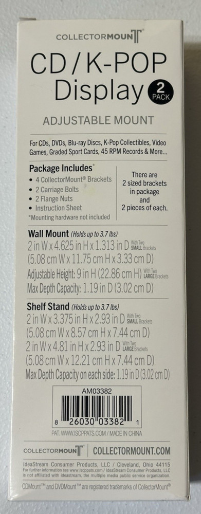 Collector Mount CD / K-POP Display 2 Pack Acrylic Adjustable Mount NEW