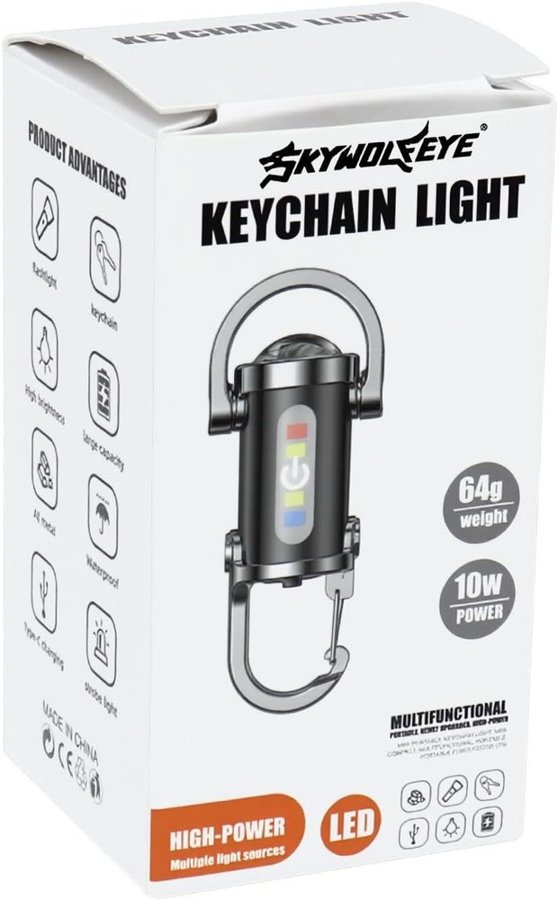 2 Pack Rechargeable Keychain Flashlights, EDC Mini Keychain Flashlight 6 Light M