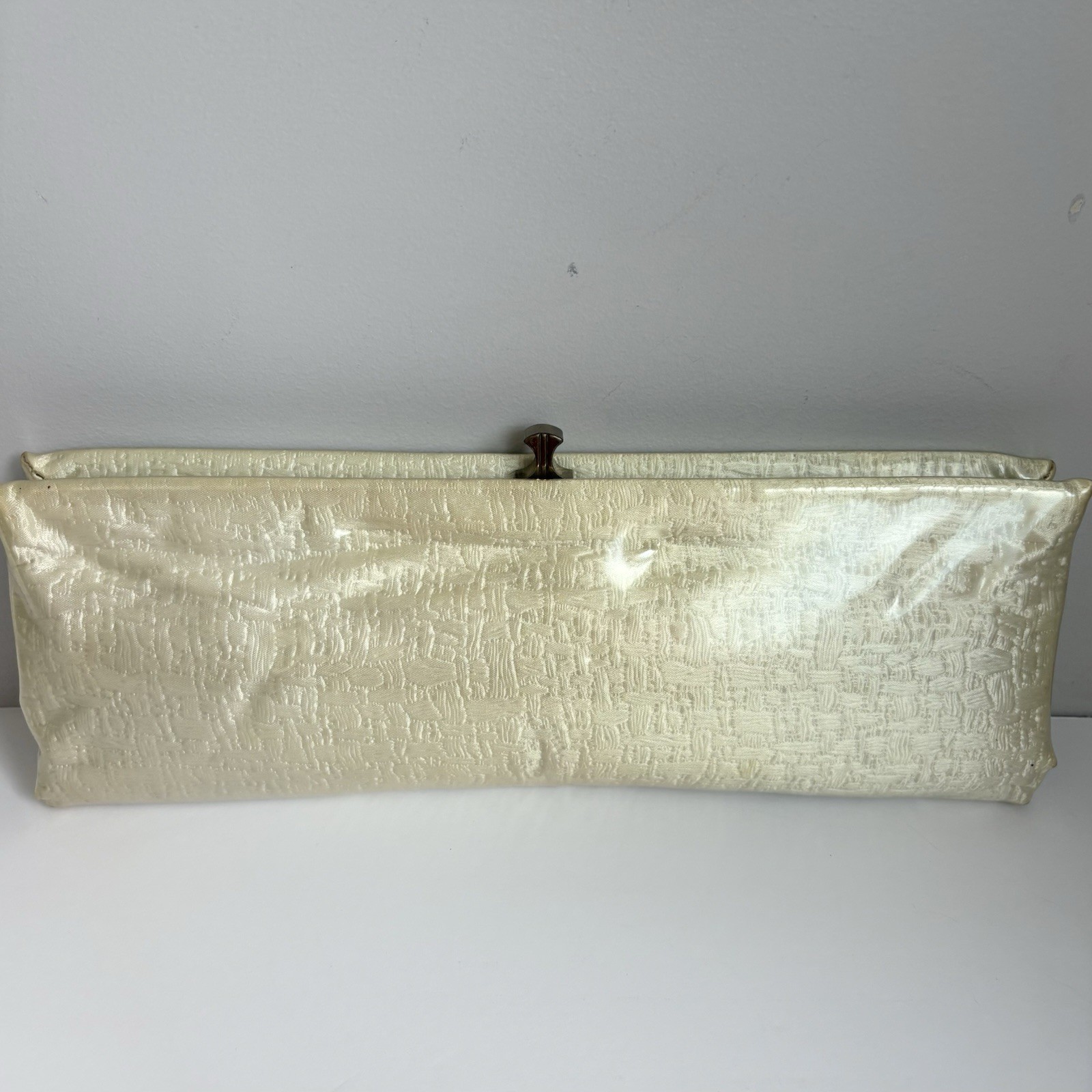 Vintage 1960’s Clear Vinyl covered Textured Satin Clutch Purse HL Harry Levine