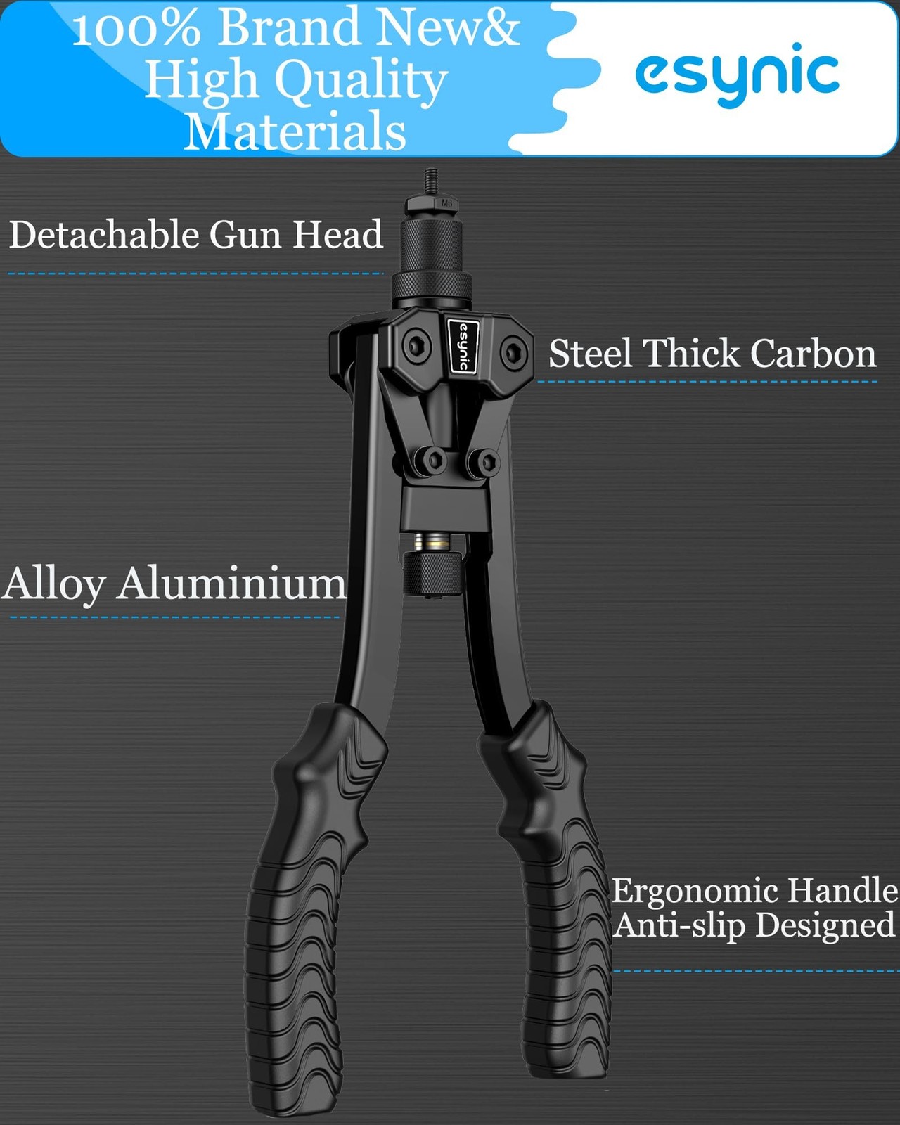 eSynic Durable Rivet Nut Gun Tool High Efficiency Rivnut Gun Kit with 3 Size ...