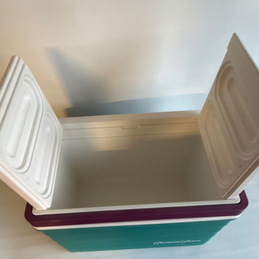 VTG Igloo Ice Chest Cooler Green White Purple Split Lid Plastic Solid RETRO