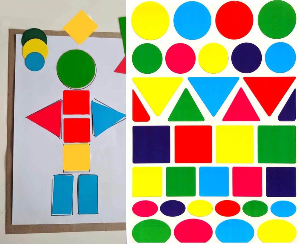 Assorted Shapes Sticker School Labels Round Triangle Oval Square