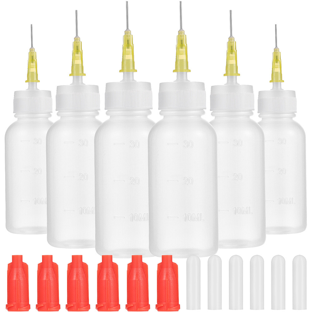 6 Sets Needle Tip Glue Applicator Bottle Plastic Dropper Squeeze
