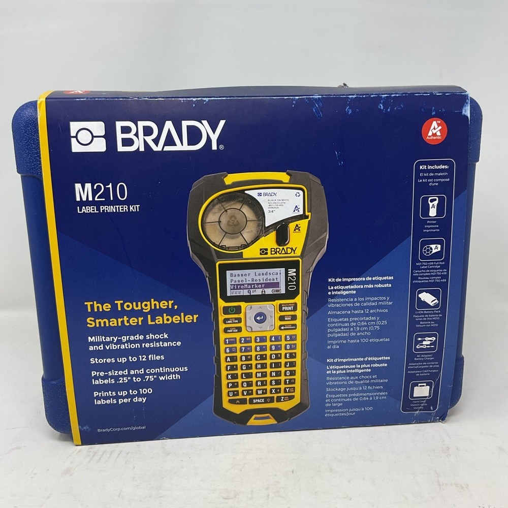 Brady M210 Portable Handheld Label Maker Printer Kit Case & Rechargeable Battery