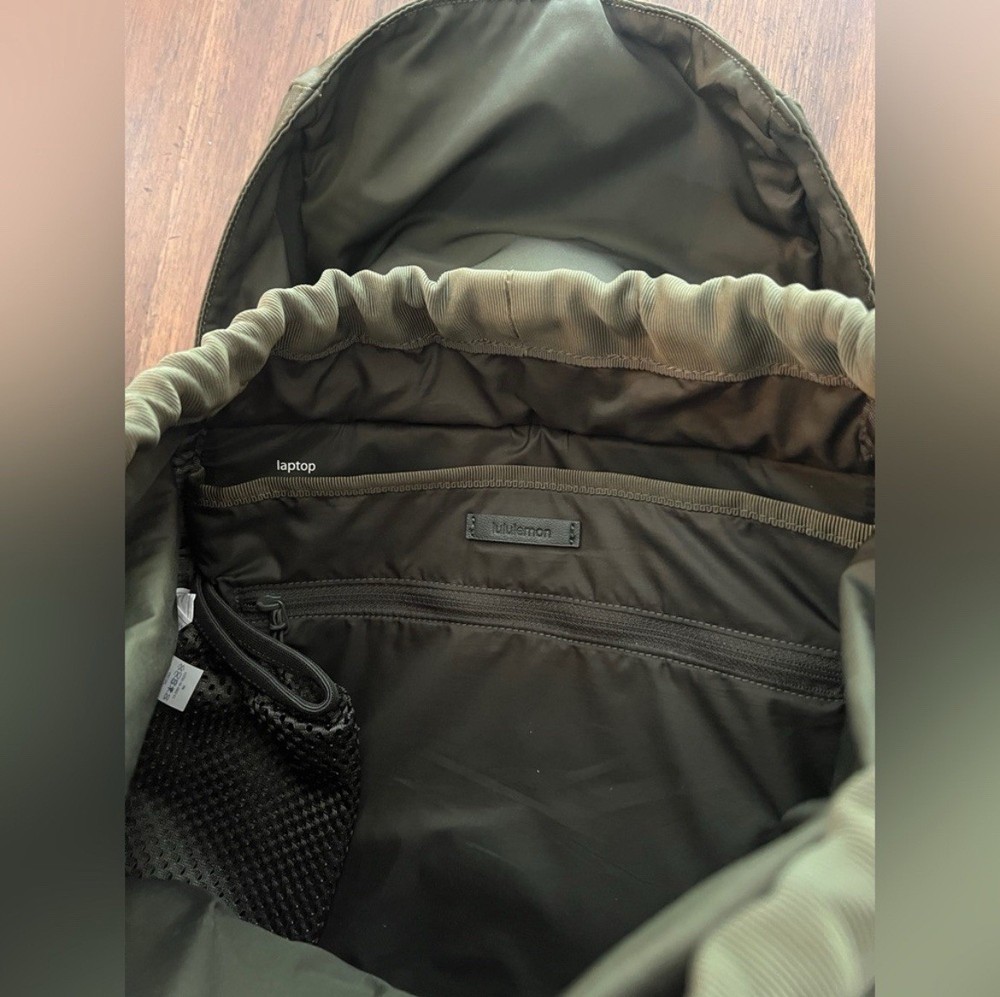 Lululemon Olive Green Nylon Backpack with Laptop Compartment