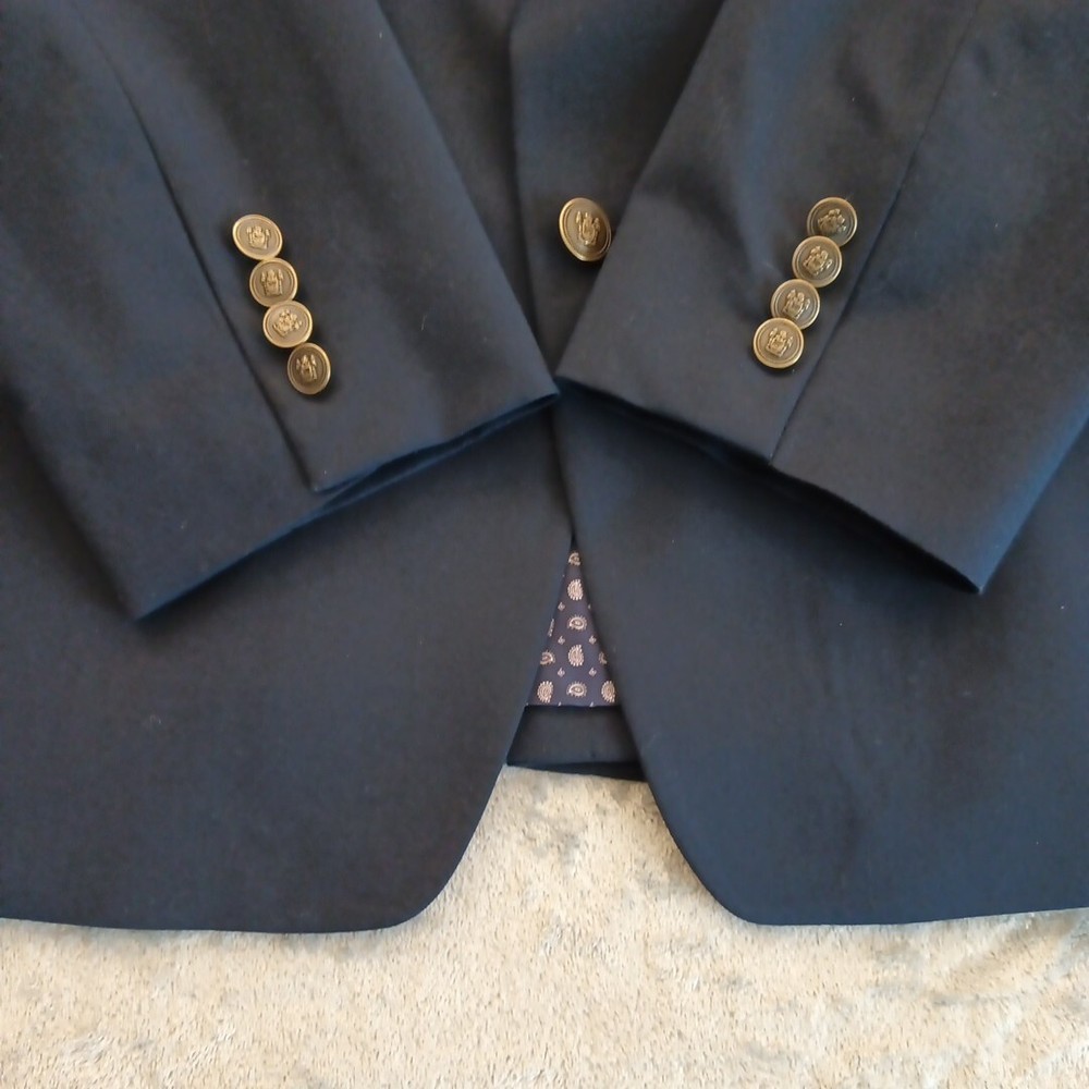 Chaps Blazer Mens 46 Blue Polyester Blend Two Button Single Vent