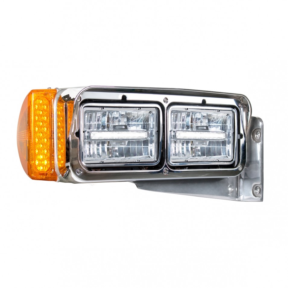 High Power LED 4” x 6” Rectangular Headlight w/ White DRL Bar- Low Beam
