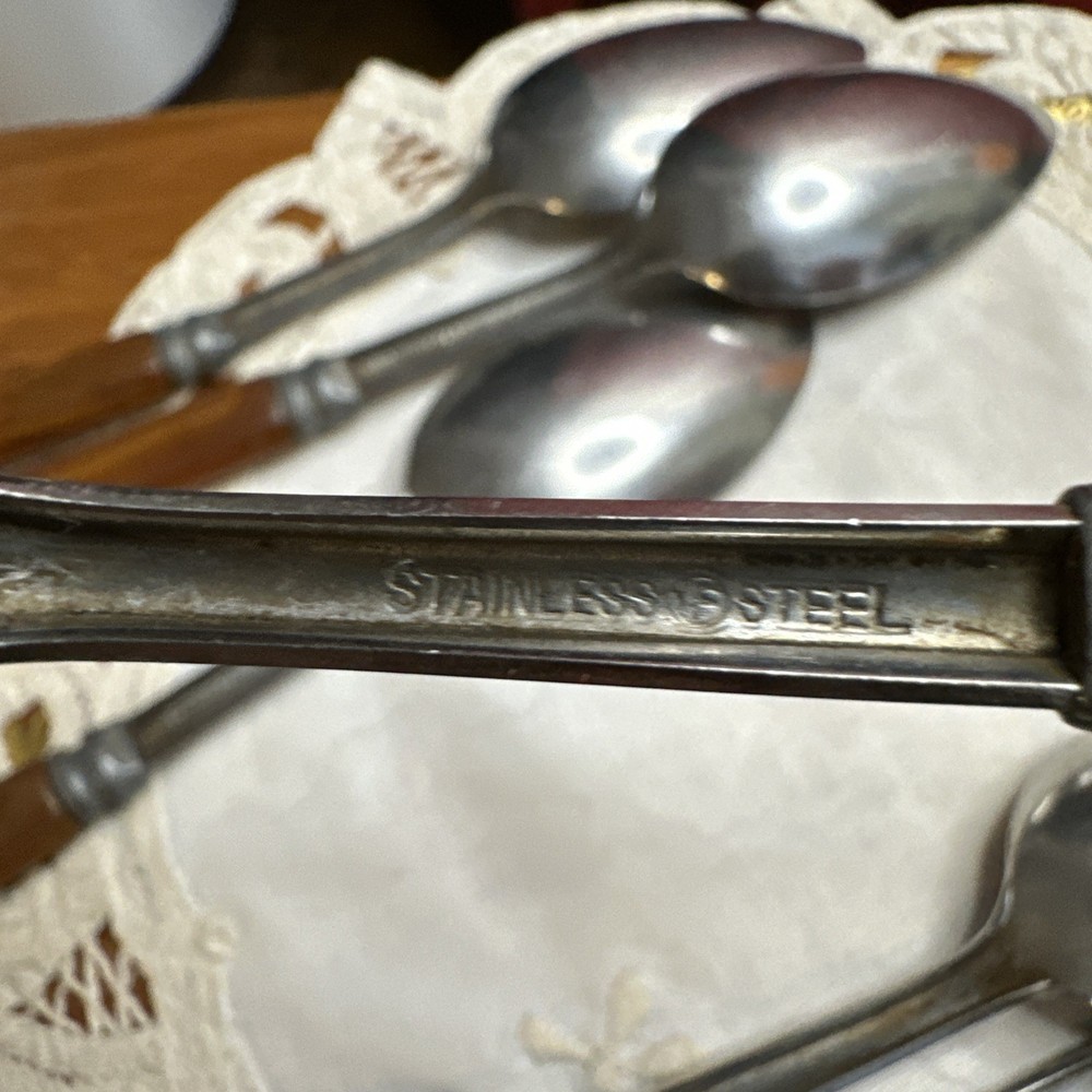 6 Vintage Bakelite MCM Silverware Spoons