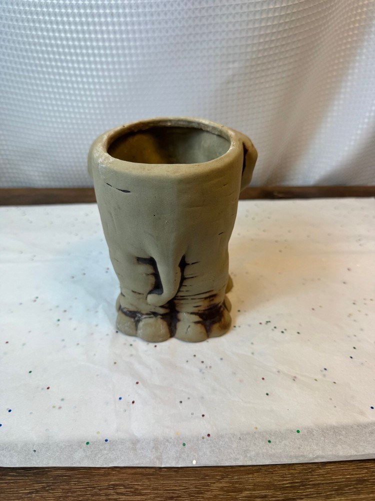 Ceramic 3D Funny Matte Sand Stone Textured Wrinkled Elephant Planter